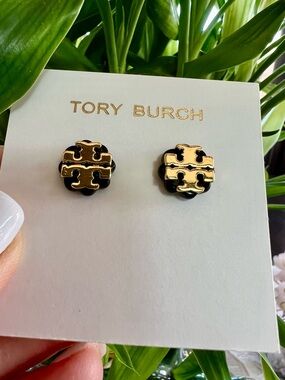 Tory Burch Black Flower Resin Earrings